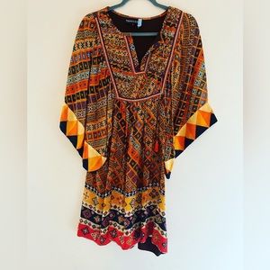 Tanvi Kedia from Anthro tribal boho kaftan mini dress.